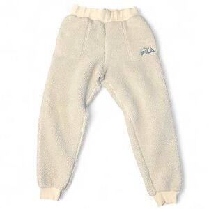 FILA White Faux Sherpa Sweatpants | Sporty Athleisure Pants